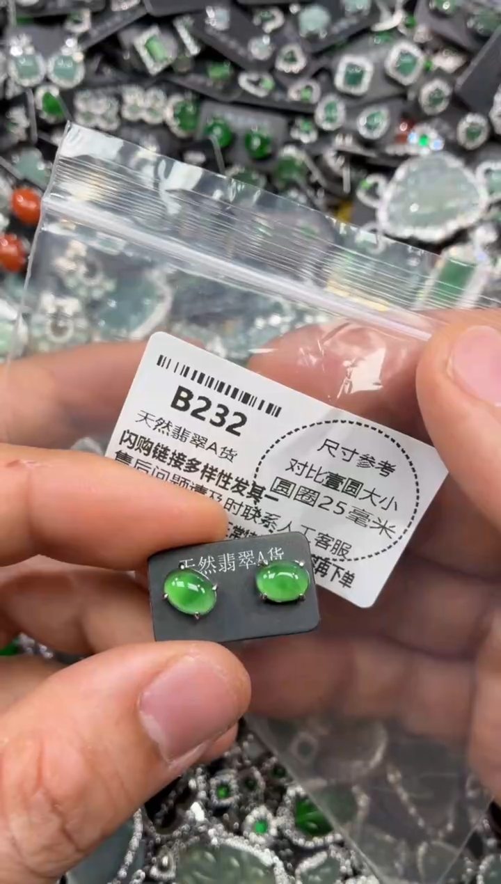 颈饰未镶嵌翡翠B232耳钉