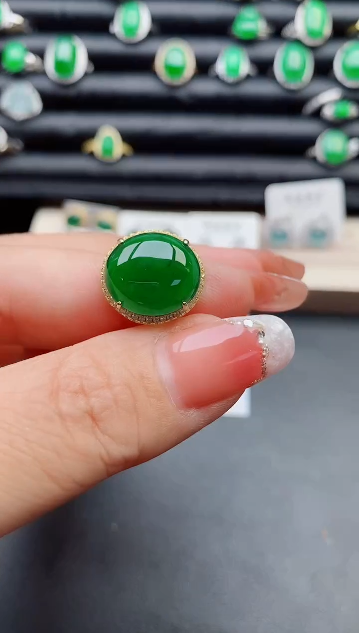 【闪购商品】翡翠戒指银S925镶嵌080580