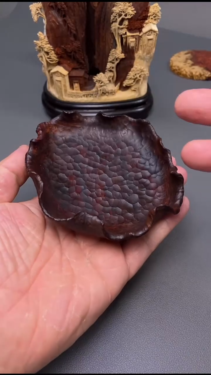 大红酸枝老挝大红酸枝荷叶托盘