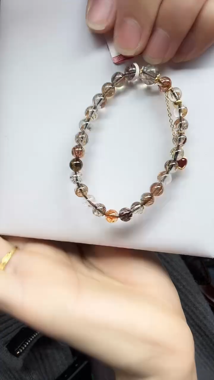 【闪购商品】水晶手串银S925镶嵌黑金超单圈手串