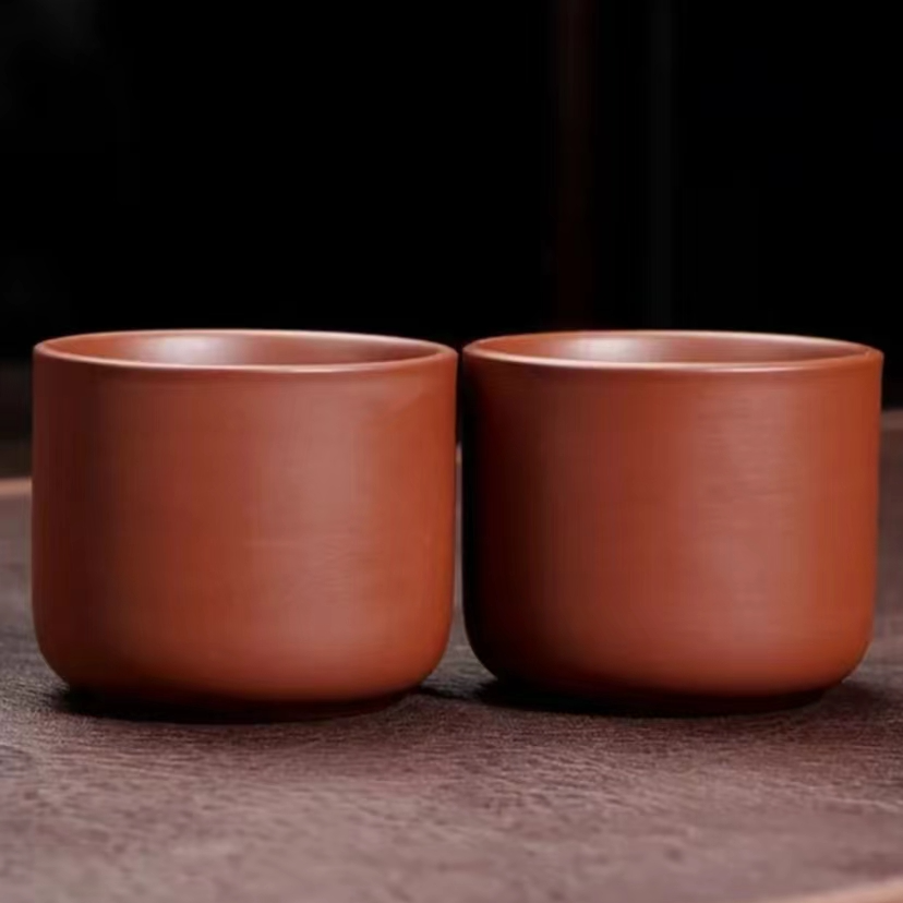 朱泥桶杯 光面客杯对杯50ml（两只装）家用陶瓷