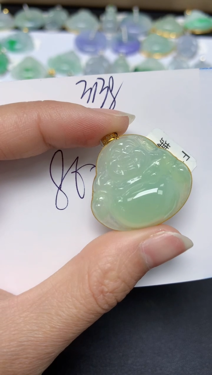 【闪购商品】翡翠18K金镶嵌颈饰天然翡翠A货