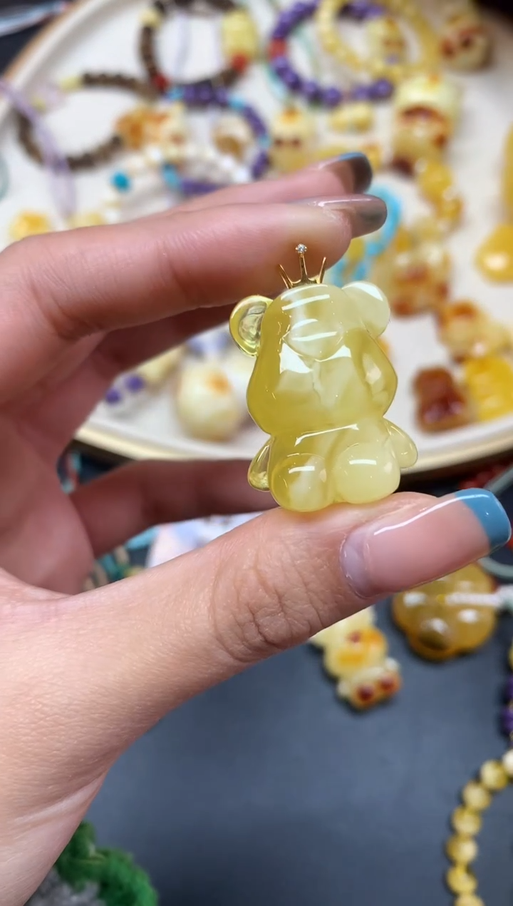 【闪购商品】蜜蜡裸石18K金镶嵌吊坠A15|1380