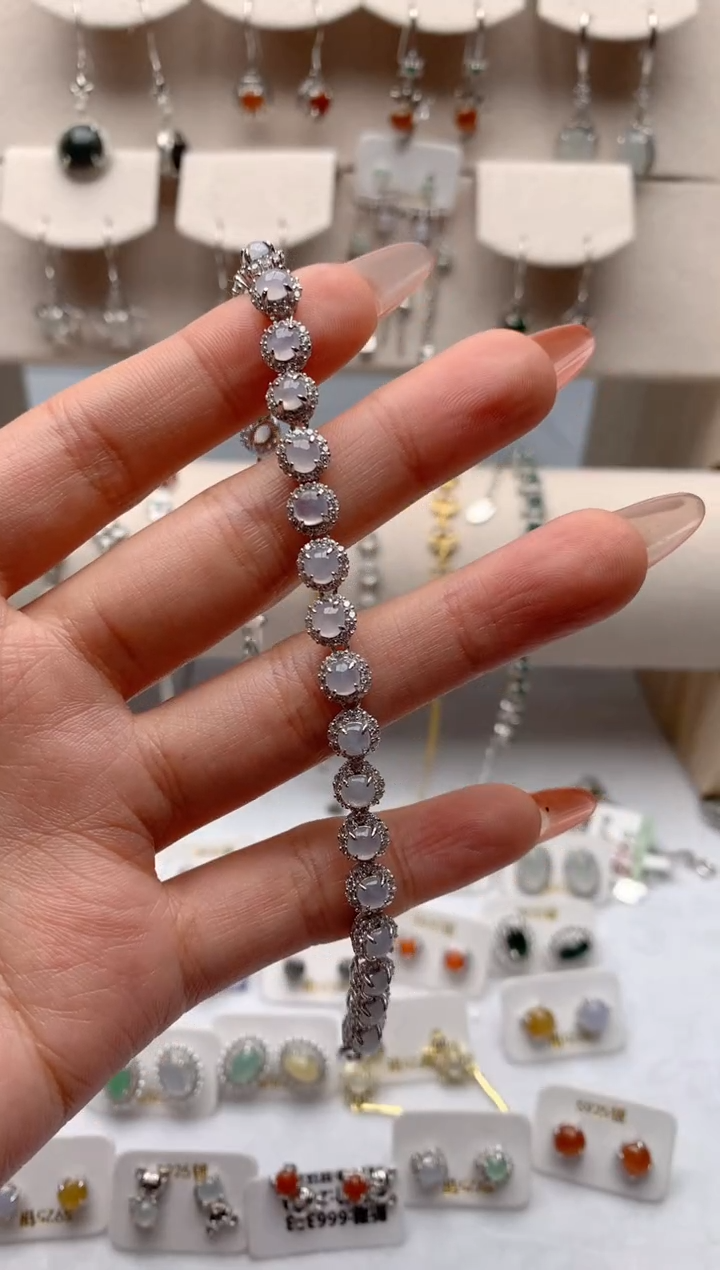 【闪购商品】翡翠手链银S925镶嵌3号