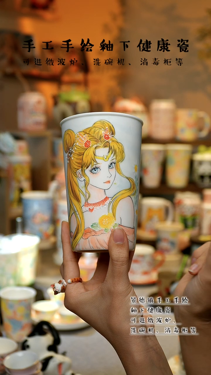 【闪购商品】杯陶瓷景德镇高温釉下彩&W014-4