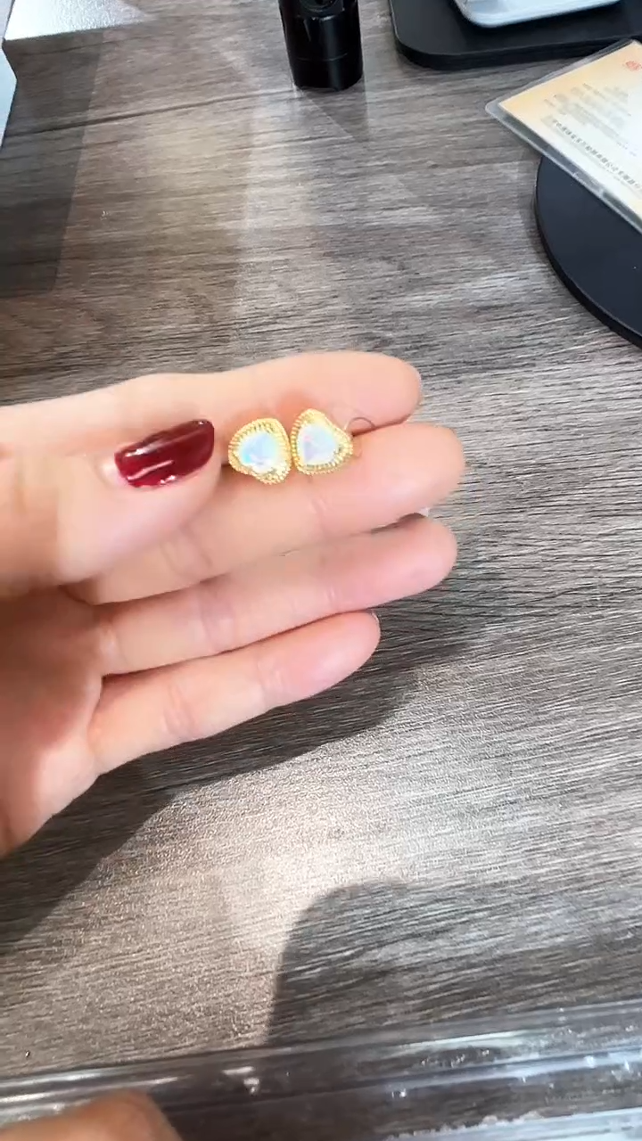 【闪购商品】欧泊耳饰银S925镶嵌05天然宝石