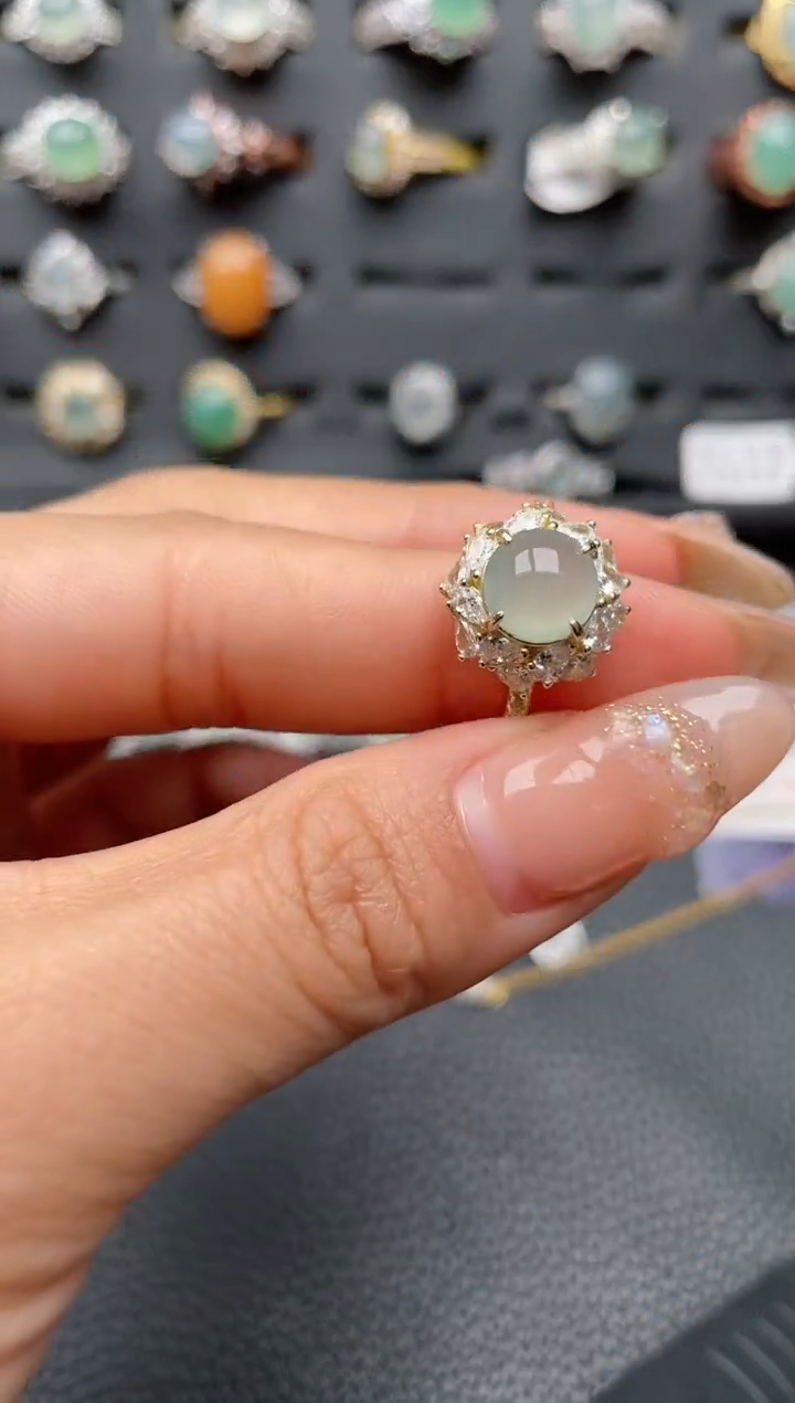 【闪购商品】翡翠戒指银S925镶嵌2222222222  56