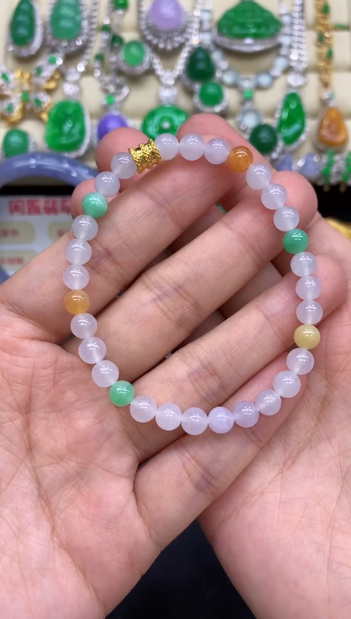 足金镶嵌手串翡翠120-中国好珍宝