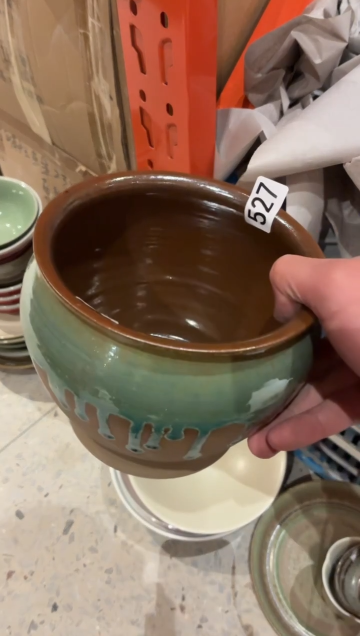 瓷片1*6527微瑕绿色油滴陶罐1个