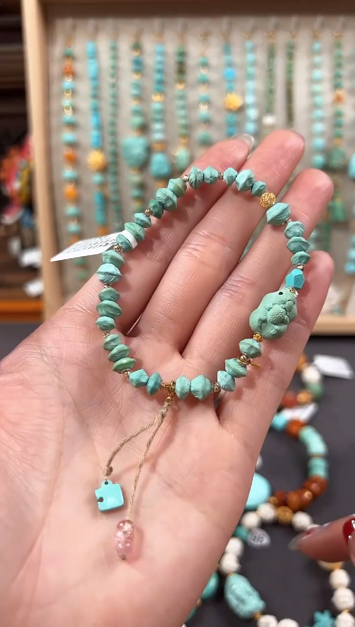 【闪购商品】绿松石手链18K金镶嵌绿松石手链