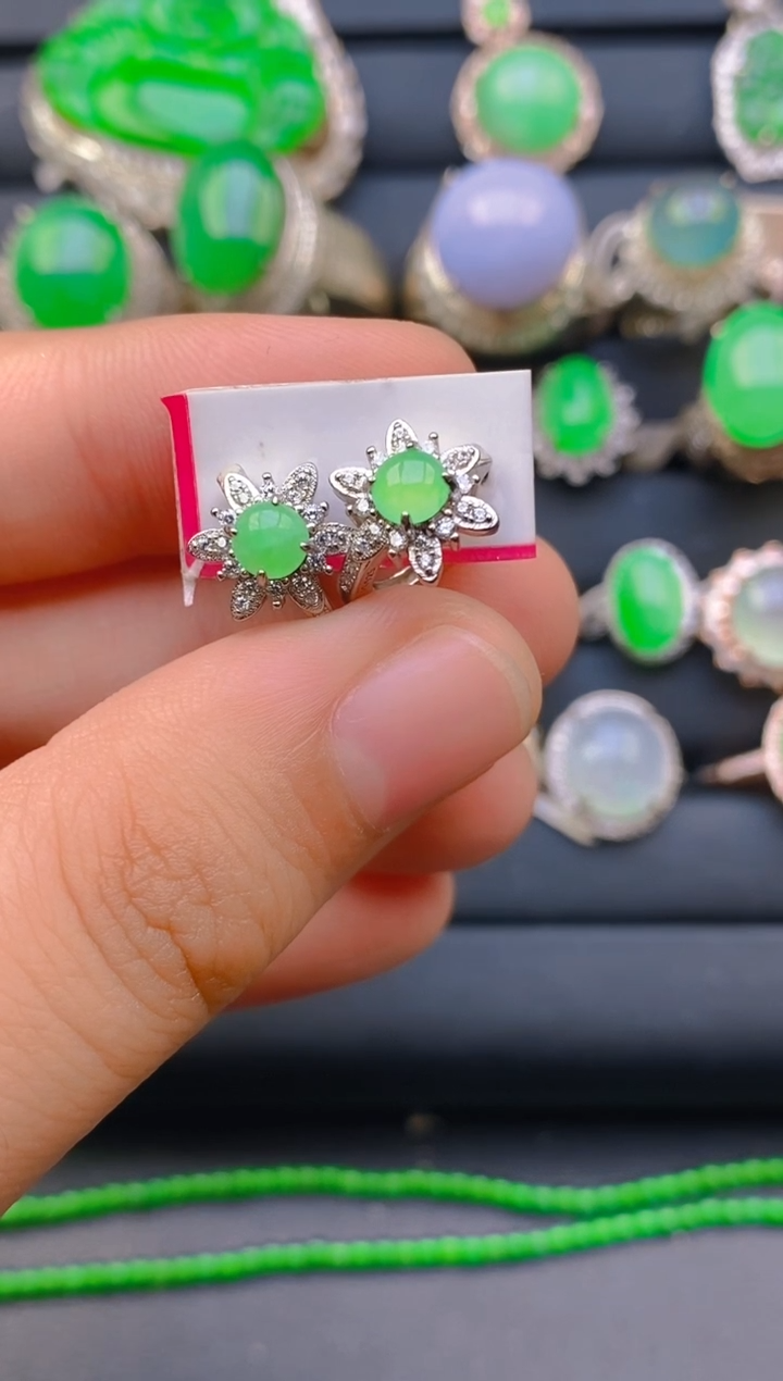 【闪购商品】翡翠戒指银S925镶嵌天然A货翡翠1