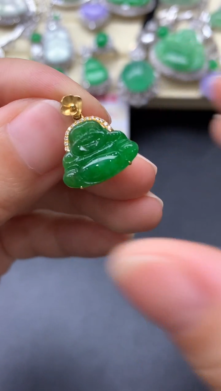 颈饰18K金镶嵌翡翠489-中国好珍宝