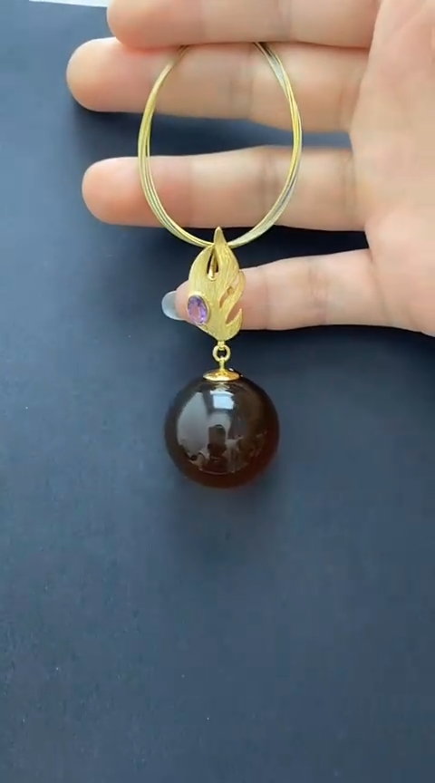 【闪购商品】琥珀裸石银S925镶嵌琥珀吊坠