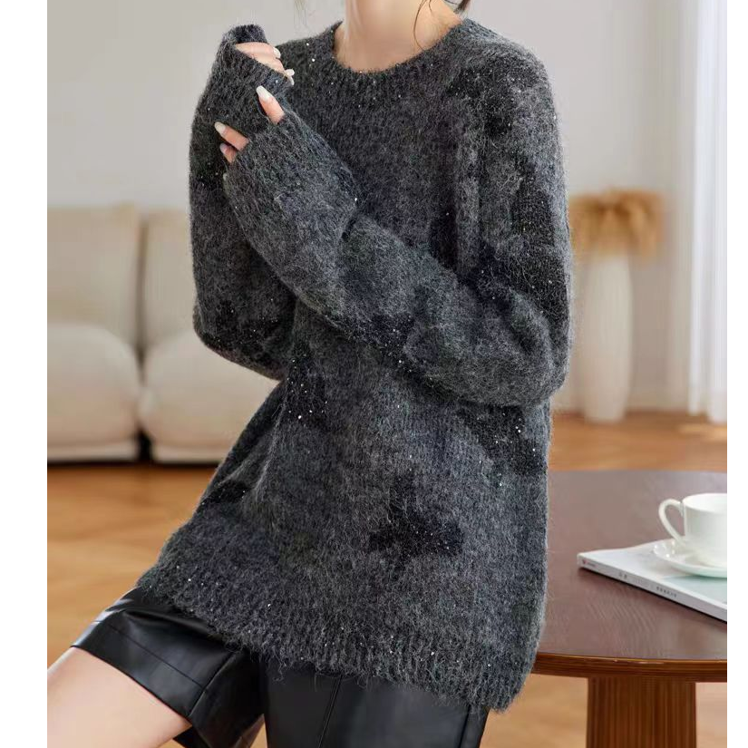 蝴蝶亮片毛衫 A 深灰色 11660