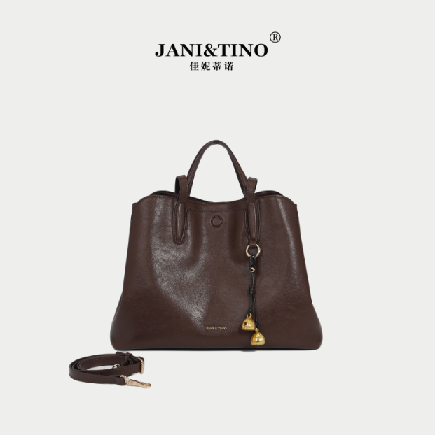 JANITINO/佳妮蒂诺当季新款简约百搭休闲手提单肩包4522红咖色