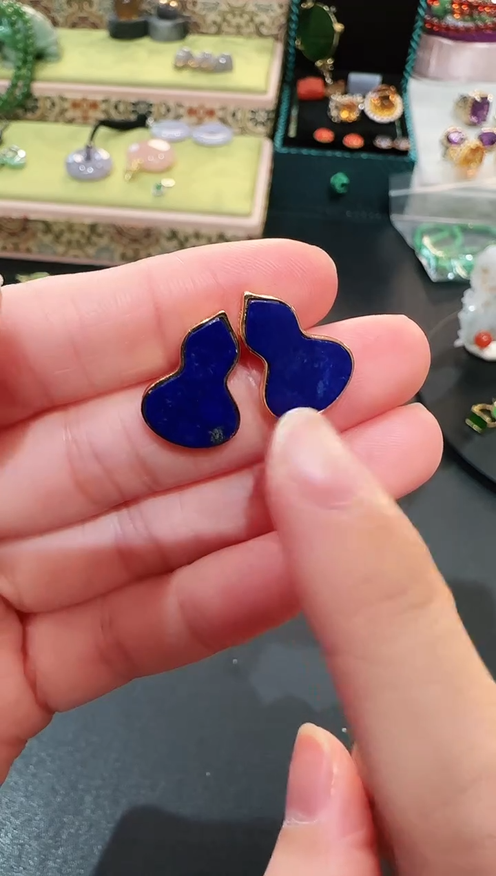 【闪购商品】青金石耳饰银S925镶嵌耳饰