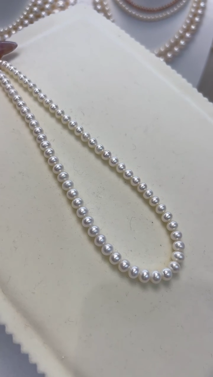 【闪购商品】淡水珍珠颈饰银S925镶嵌无核白珠项链
