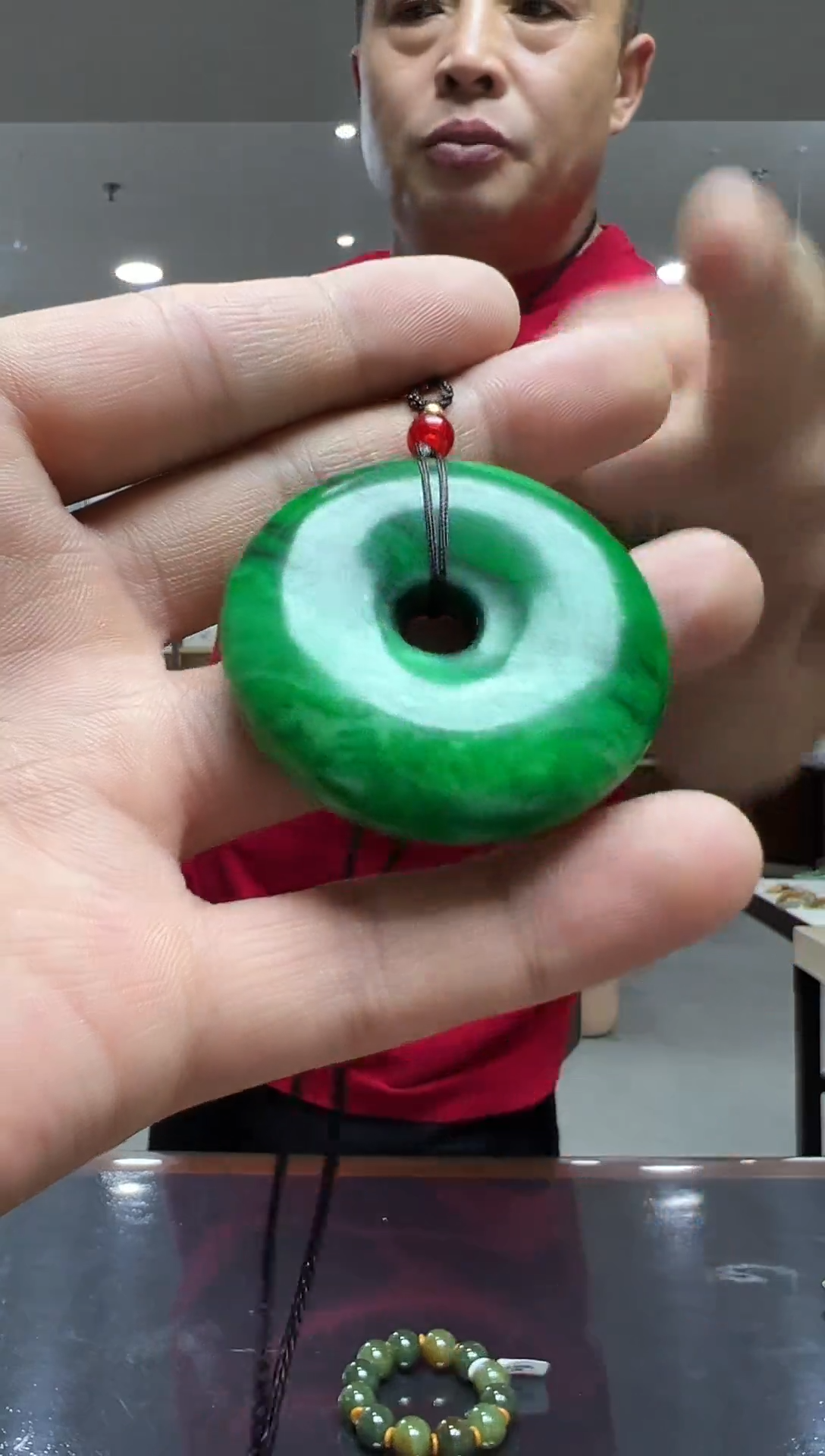 石材绿平安扣-多样性发货其中发一