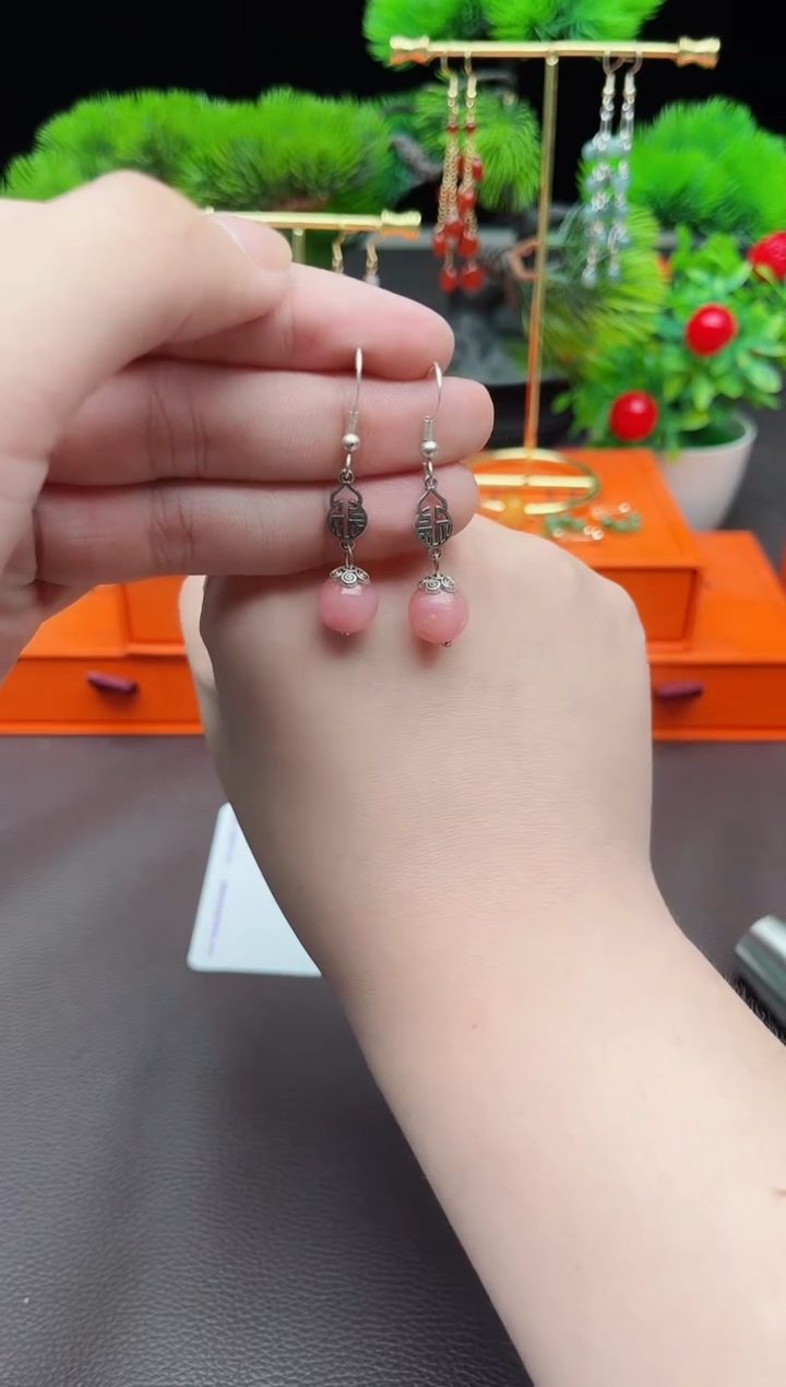 玛瑙/玉髓耳饰银S925镶嵌426