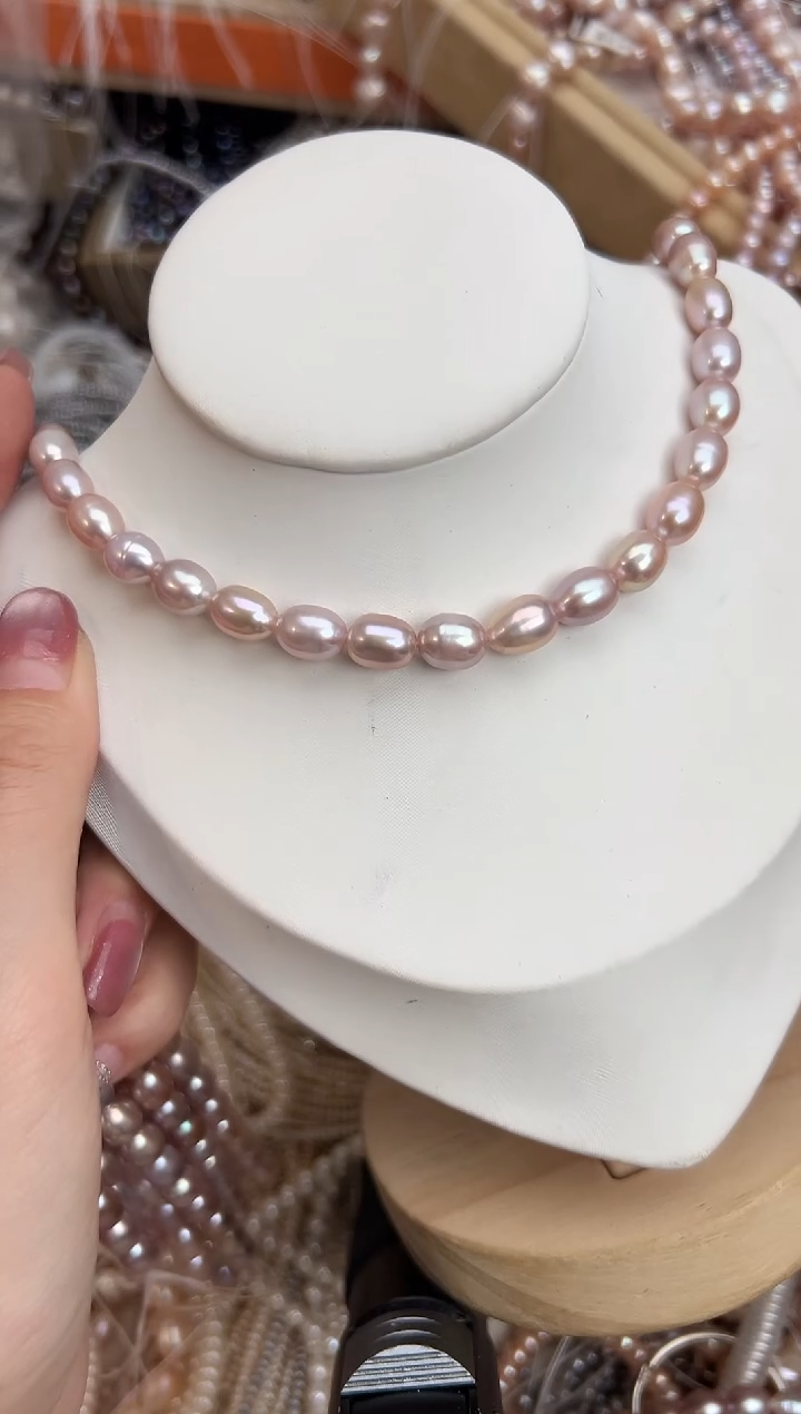 未镶嵌15淡水珍珠无核*强光珍珠项链7/8mm多样性发一（粉色）