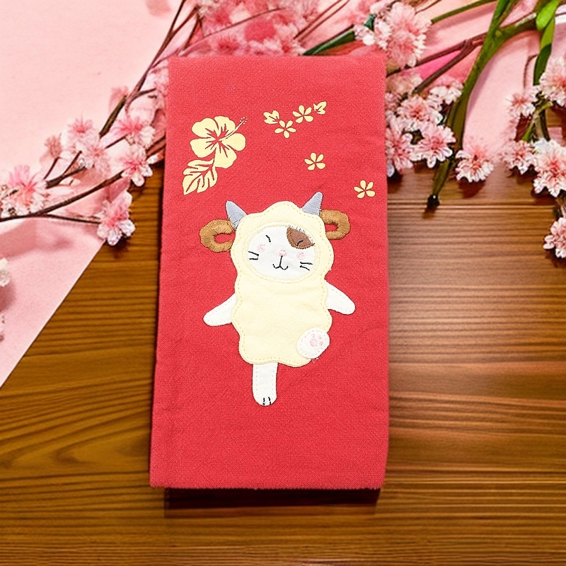 HIKOSEN CARA卡拉猫2022年虎年红包帆布手拿可爱猫咪日系棉长钱包