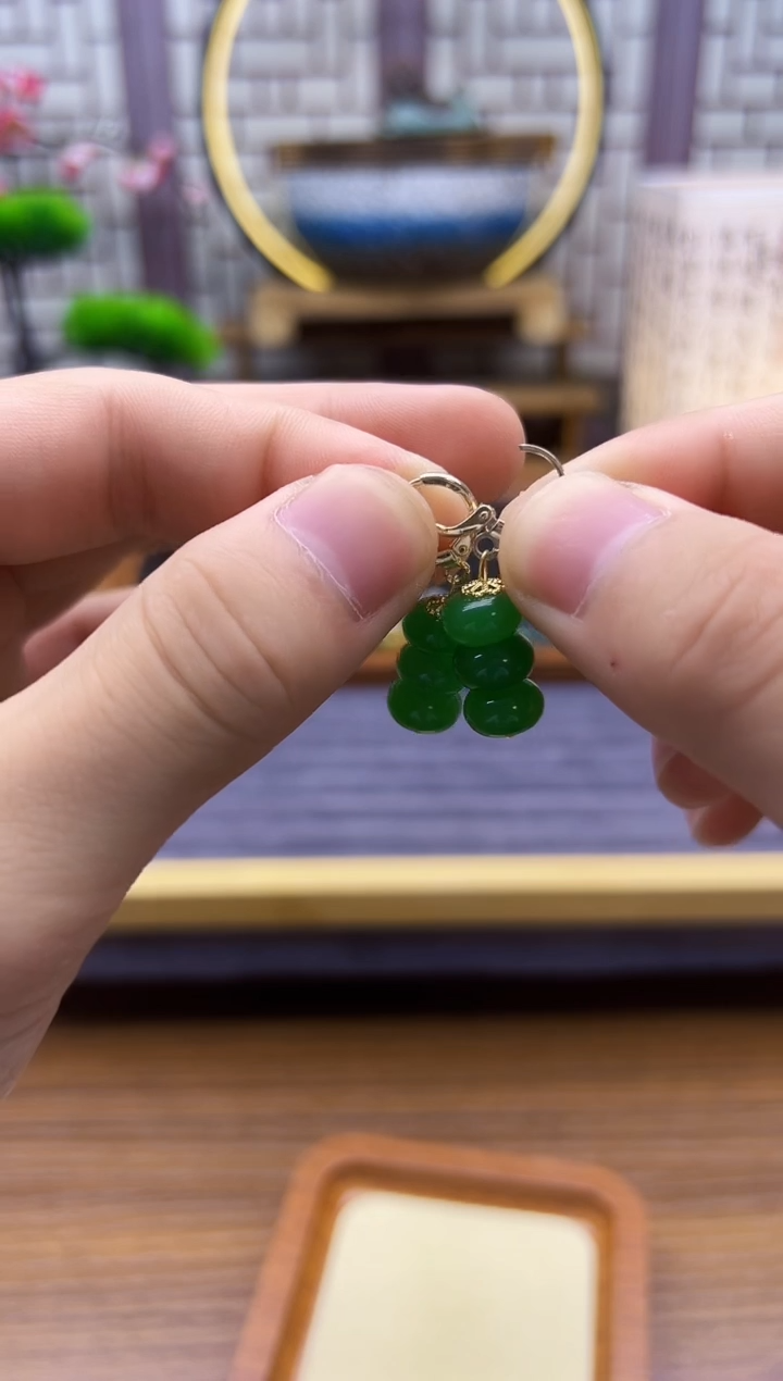 翡翠14K金镶嵌耳饰E459