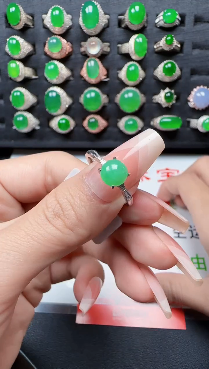 【闪购商品】翡翠戒指银S925镶嵌3224