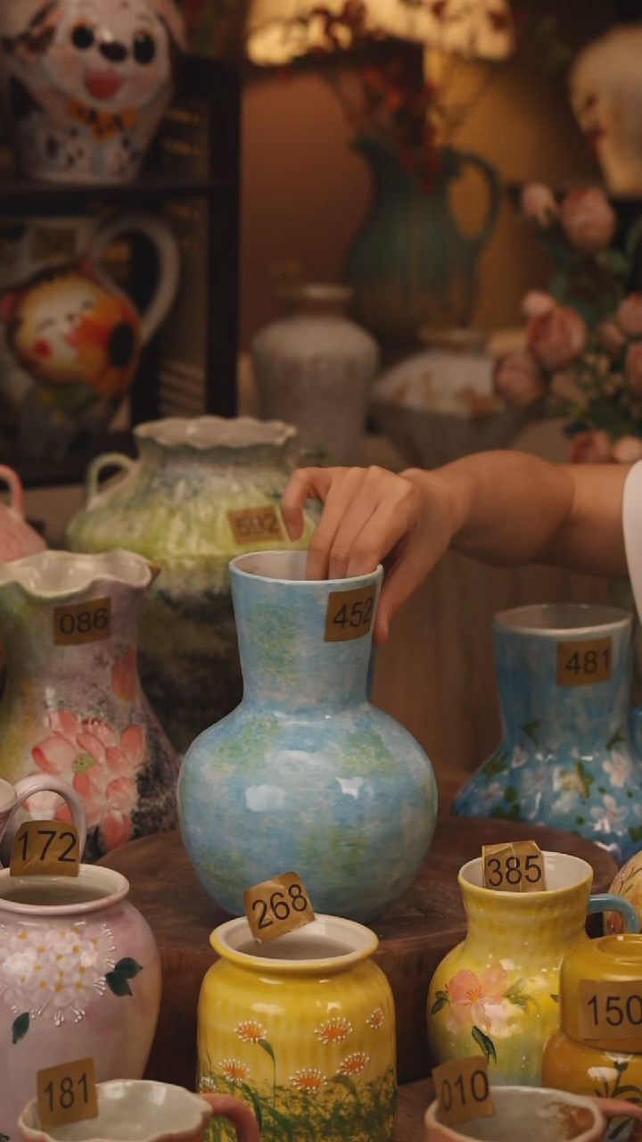 陶瓷452景德镇设计师手作花器摆件侘寂风