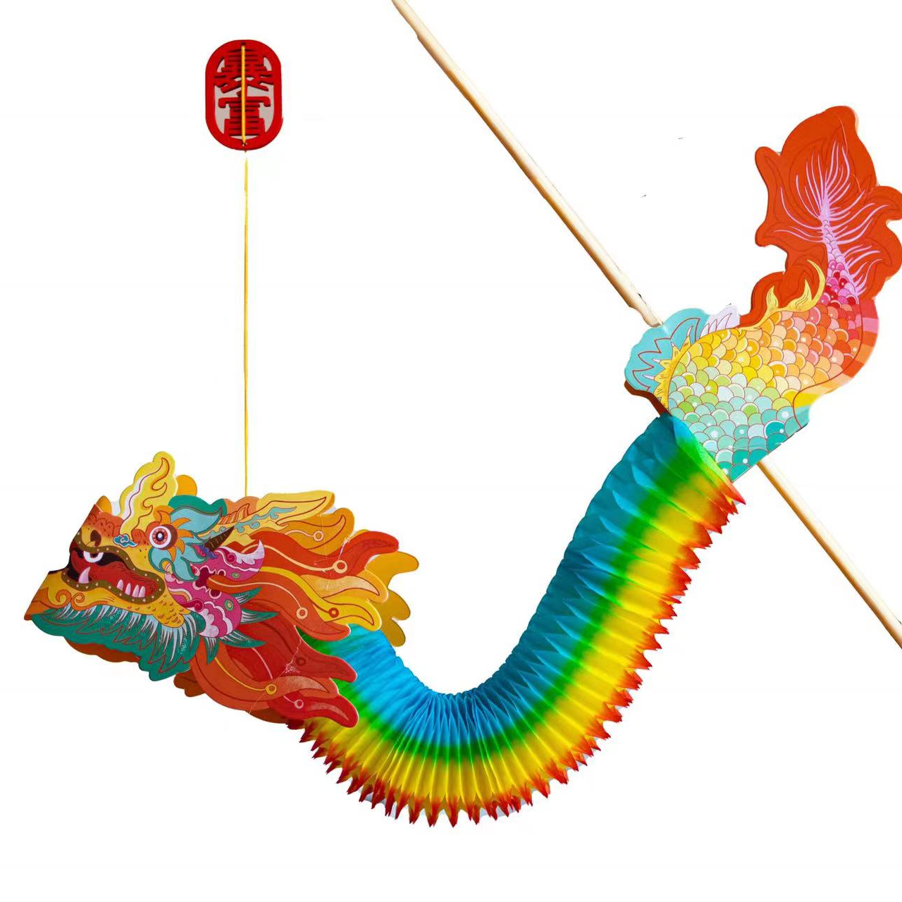 非遗翻花舞龙手持拉花舞龙玩具拍照打卡道具