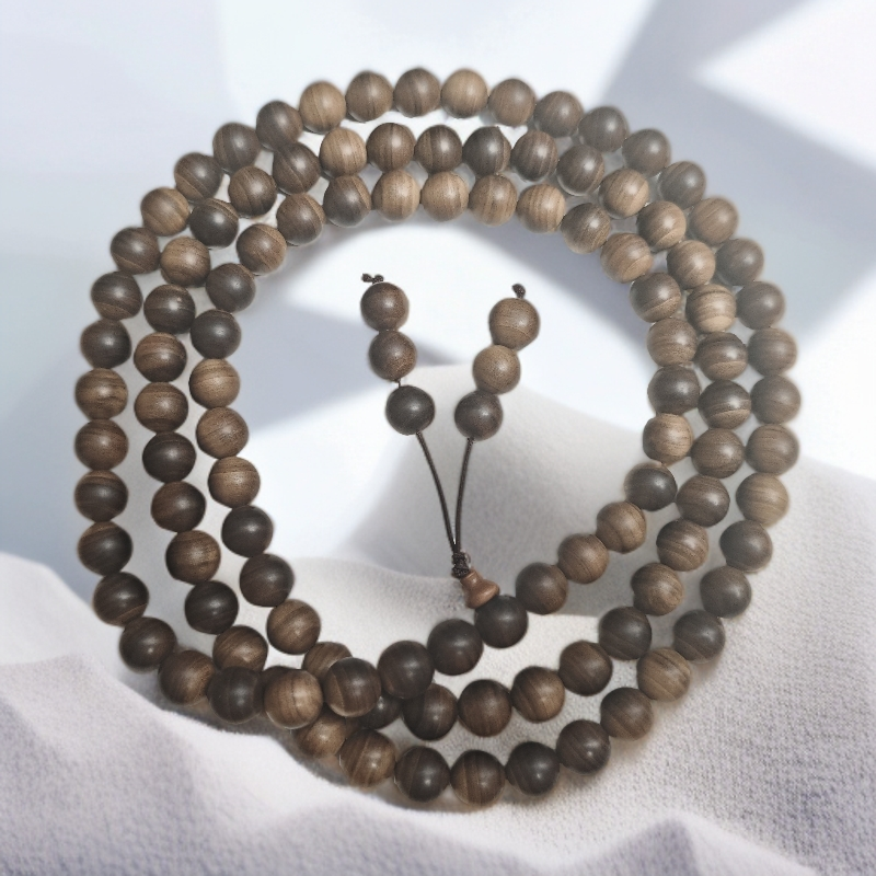 【香之初】檀香手串印度迈索尔老山檀1.0*108颗沉水焦糖味半碳化料