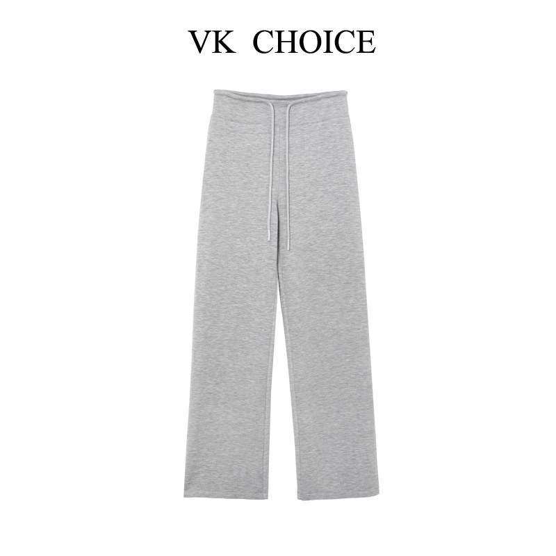 VK CHOICE【面膜裤】抽绳直筒显瘦阔腿薄款垂感高腰休闲裤25021