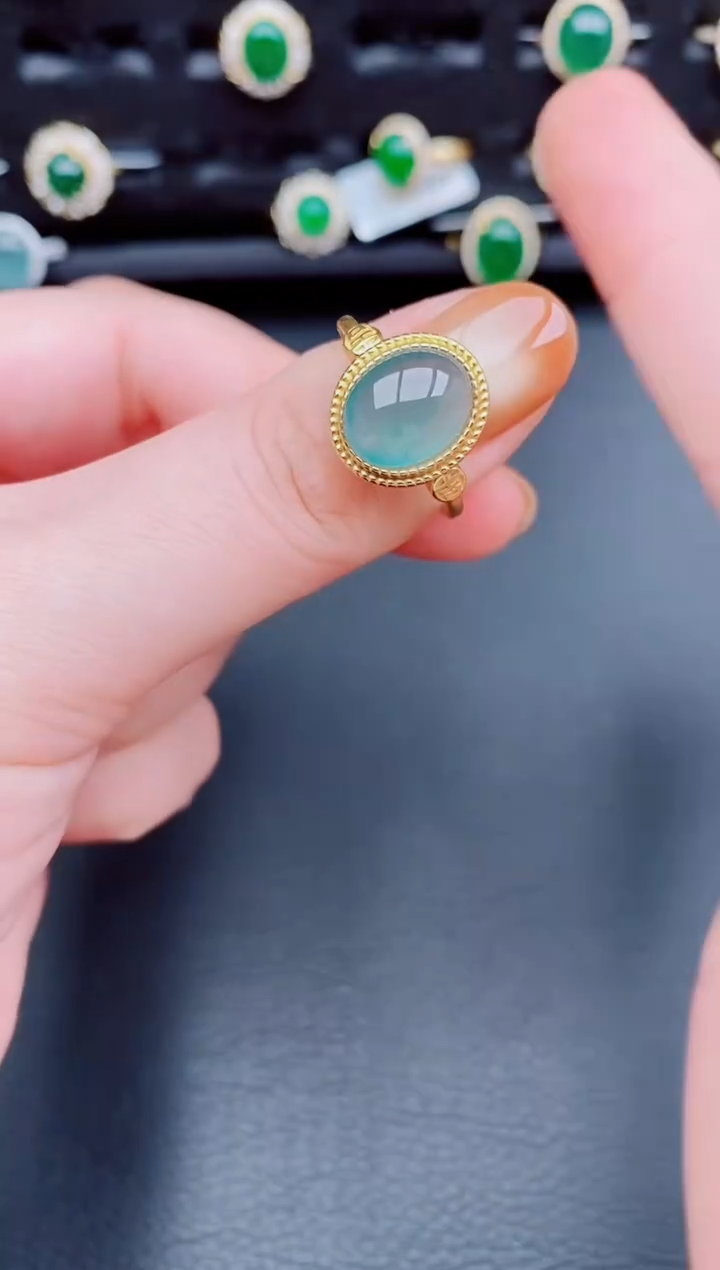 【闪购商品】翡翠戒指银S925镶嵌天然a货翡翠217