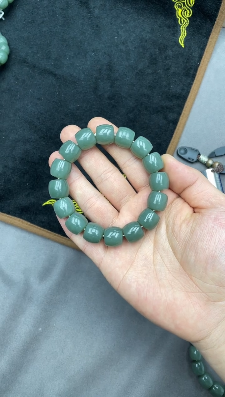 未镶嵌手串和田玉纯天然新疆且末天空蓝14直切