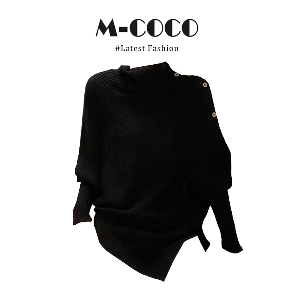 MARIE.COCO法式复古高领不规则毛衣高秋冬慵懒设计感套头软糯毛衣