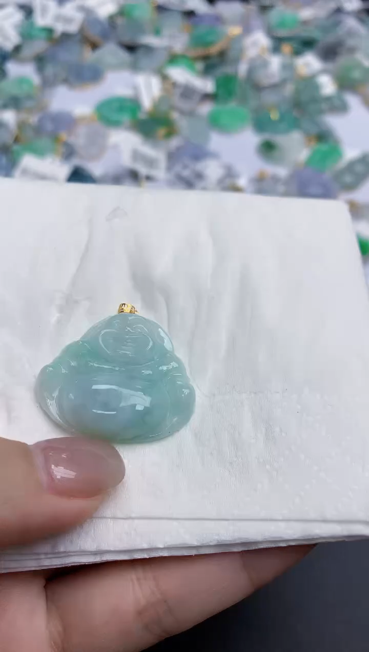 【闪购商品】翡翠颈饰18K金镶嵌天然缅甸翡翠A货