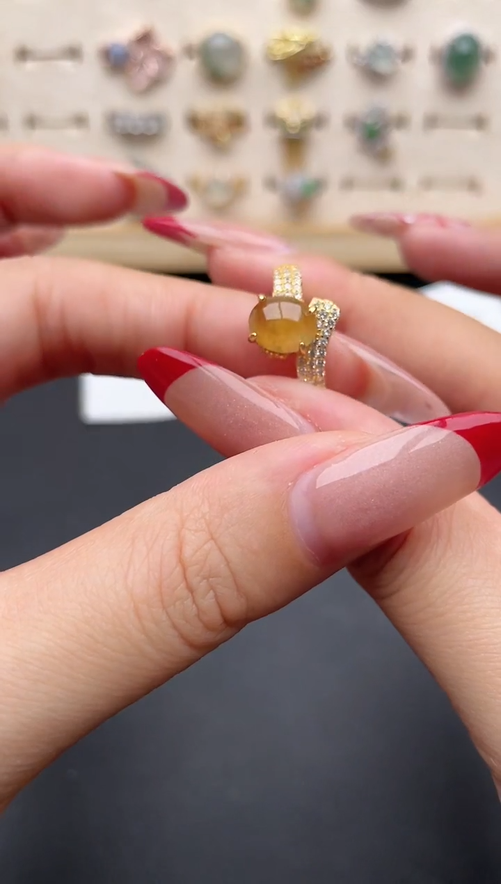 【闪购商品】翡翠戒指银S925镶嵌一物一证一礼盒