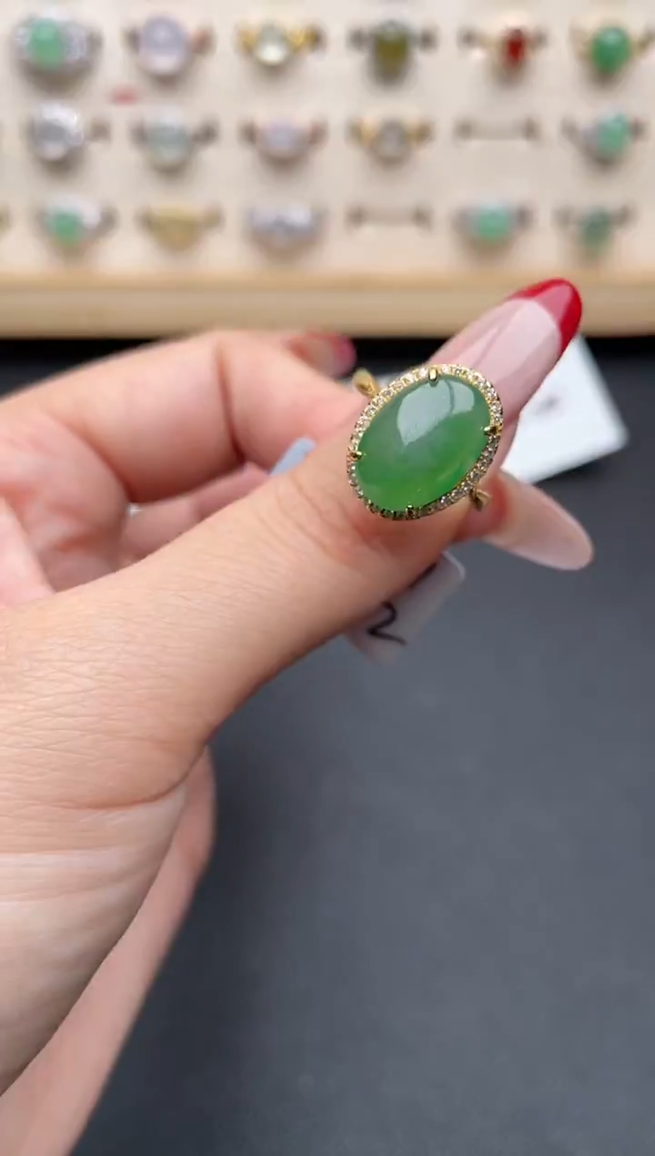 【闪购商品】翡翠戒指银S925镶嵌一物一证一礼盒