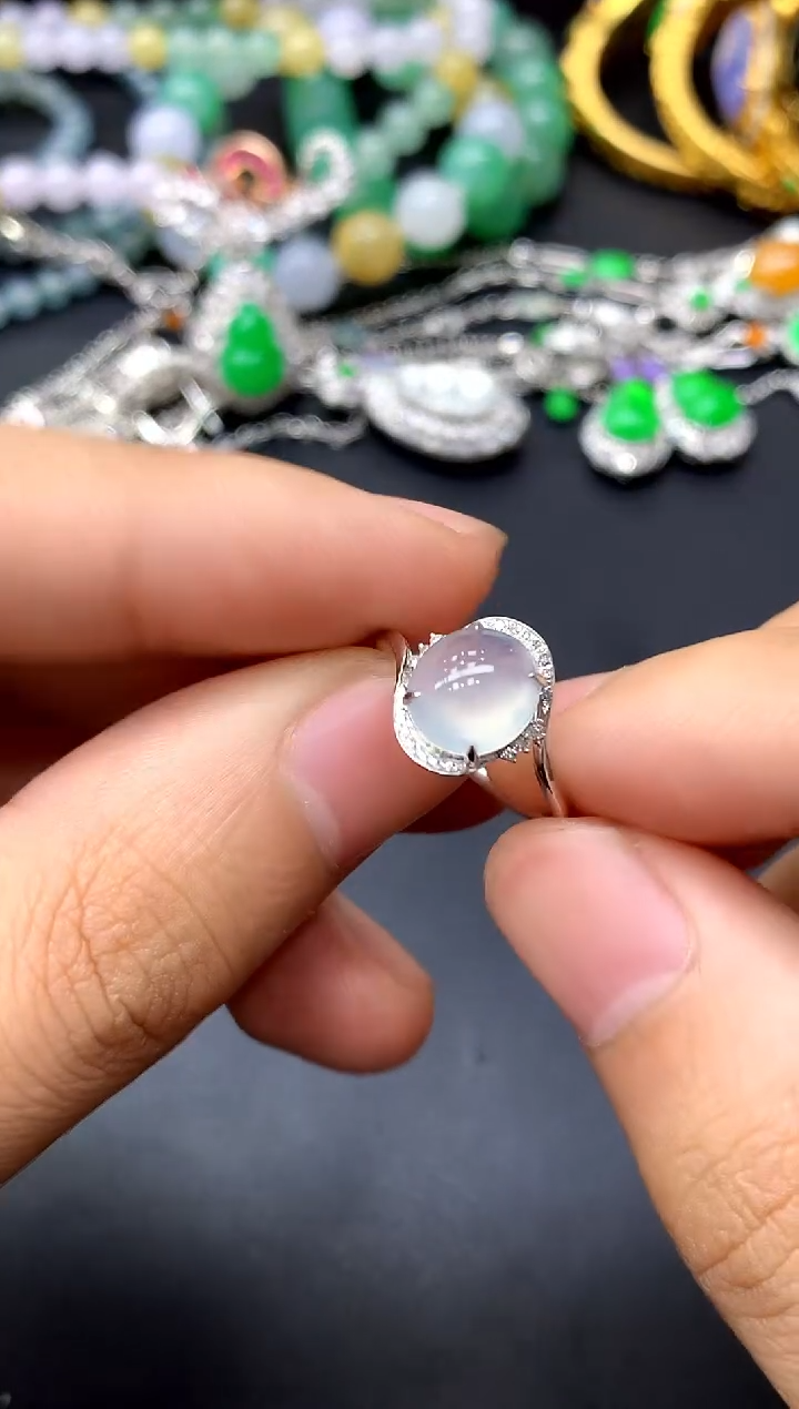 18K金镶嵌戒指翡翠430-中国好珍宝