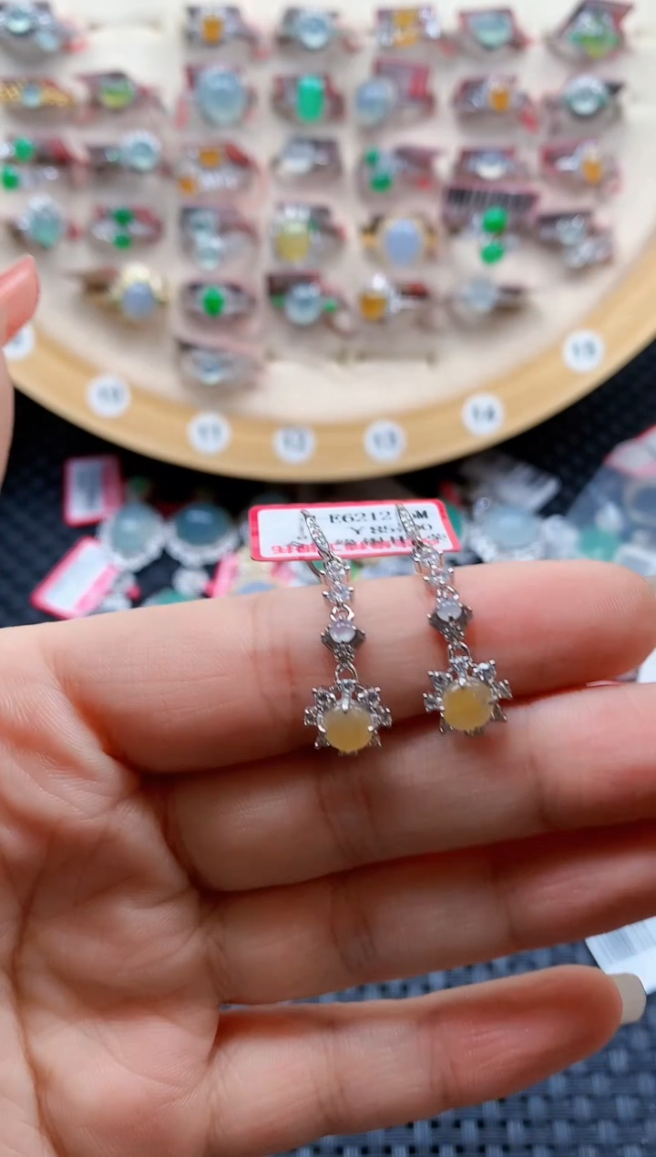 银S925镶嵌戒指翡翠天然A货缅甸翡翠