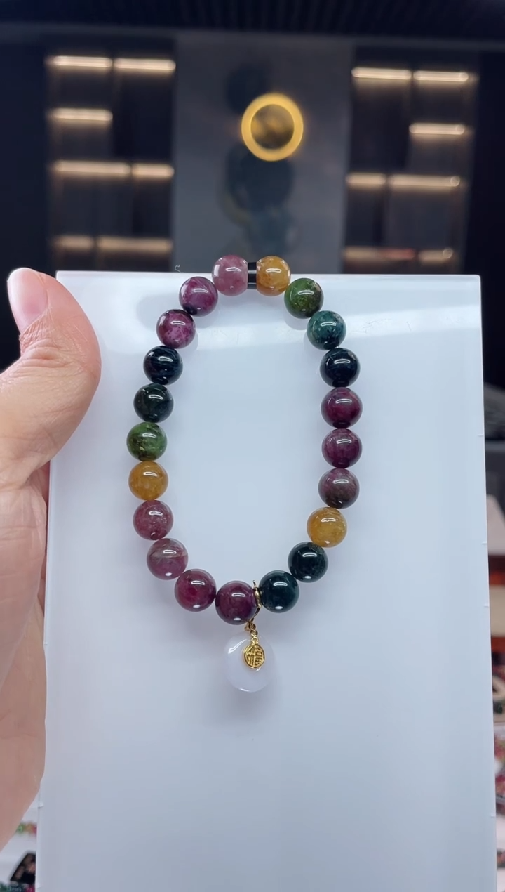 未镶嵌老矿碧玺单圈手9mm+碧玺（多样性发一条）Q