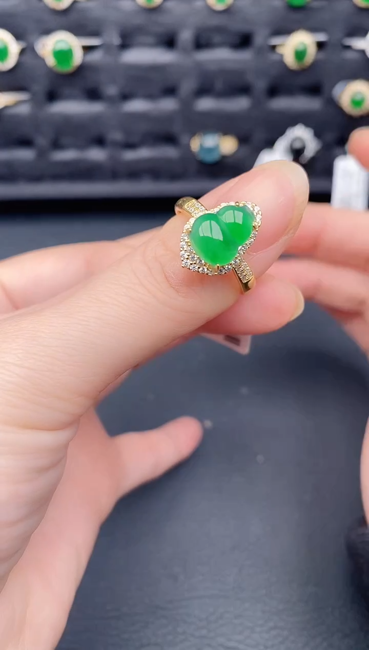 银S925镶嵌戒指翡翠天然a货翡翠191