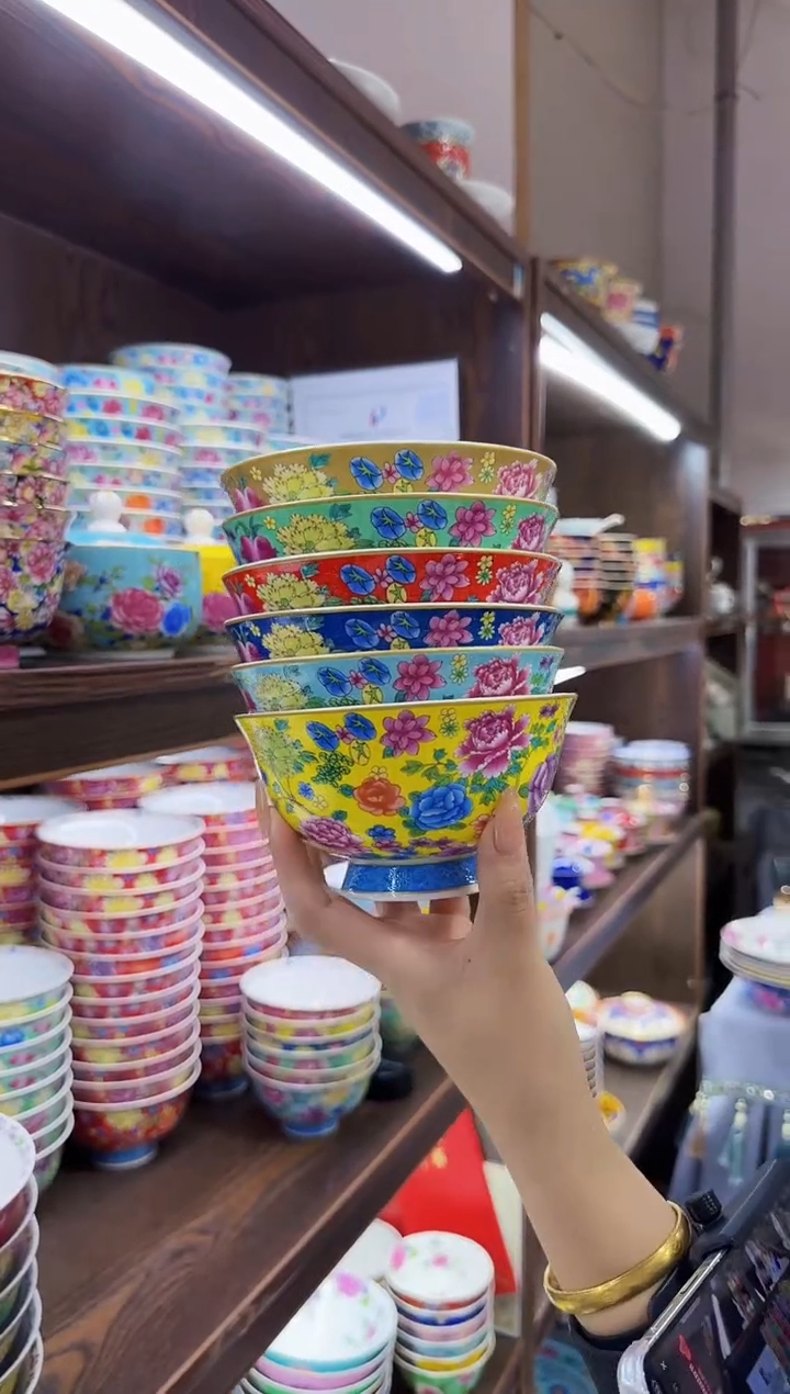 珐琅 5英寸饭碗6个景德镇餐具 