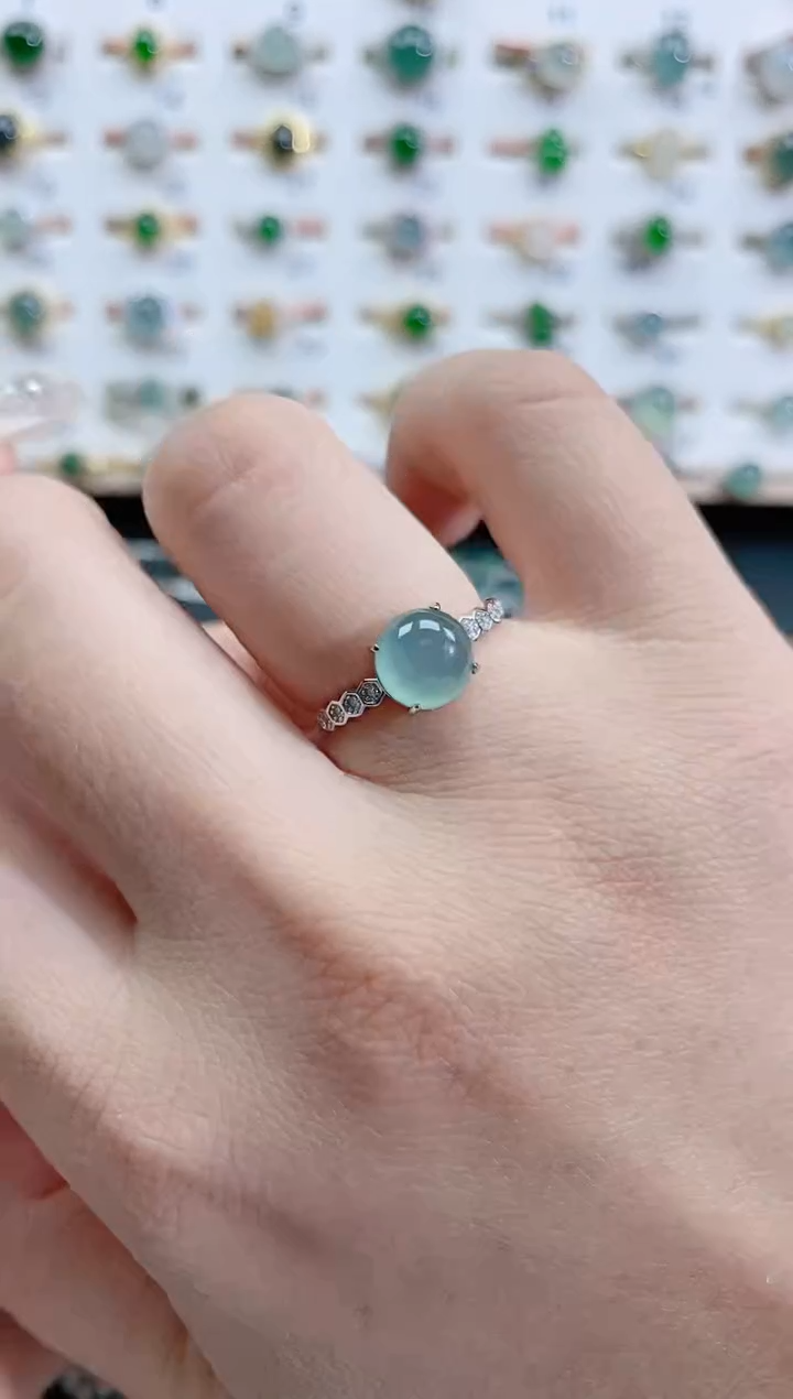银S925镶嵌戒指翡翠天然翡翠