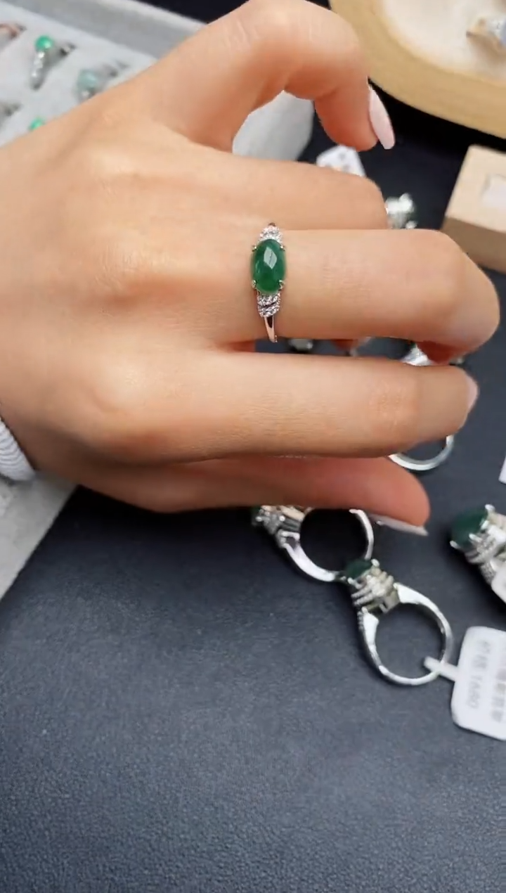 【闪购商品】翡翠戒指银S925镶嵌缅甸翡翠