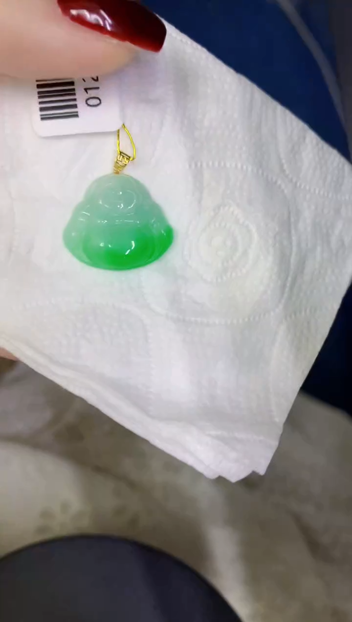 颈饰18K金镶嵌翡翠缅甸天然翡翠A货