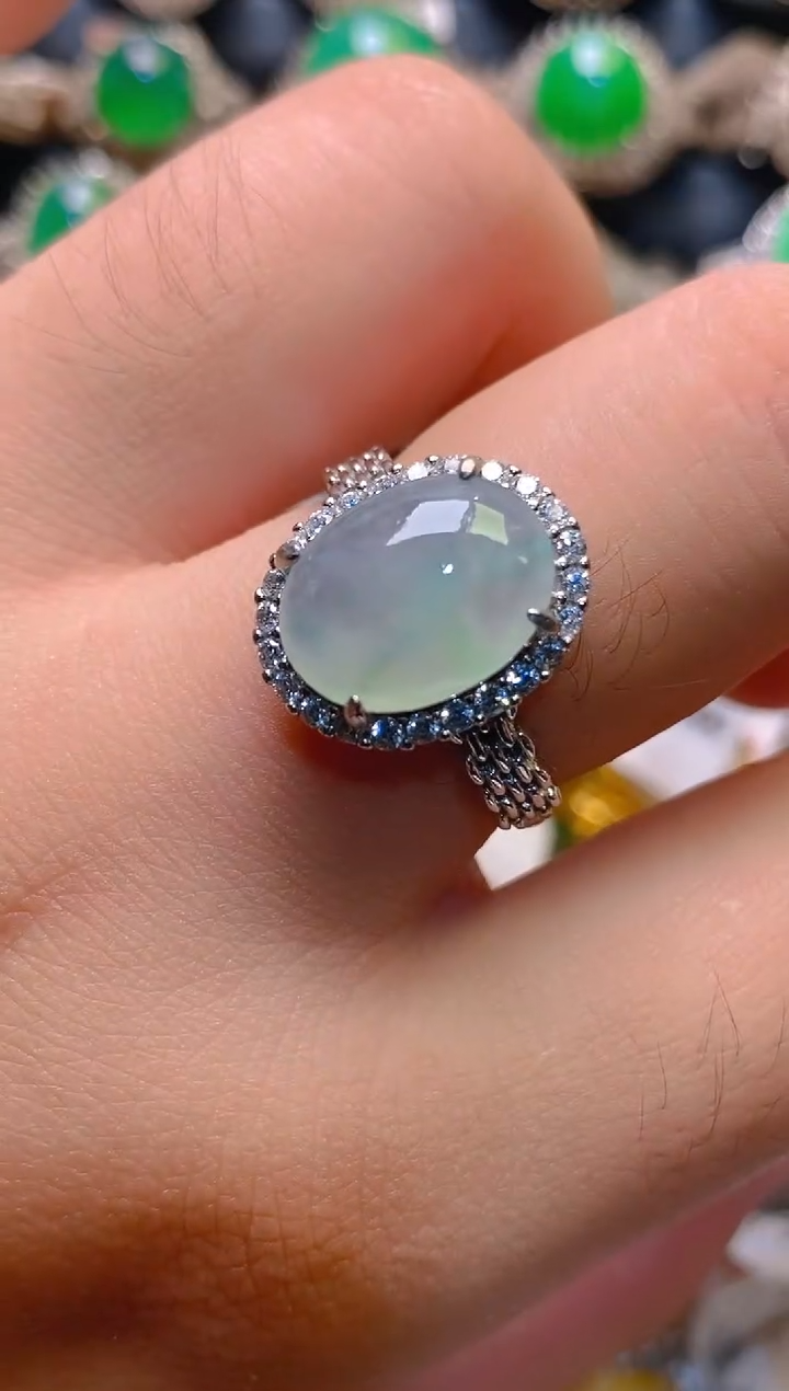 翡翠银S925镶嵌耳饰天然A货翡翠1