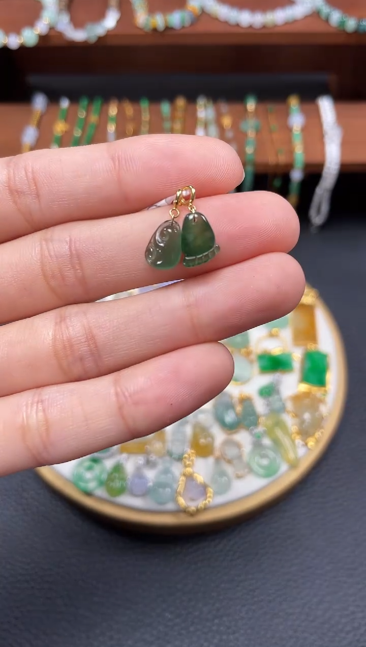 【闪购商品】翡翠吊坠(不含链)18K金镶嵌2个   JK729