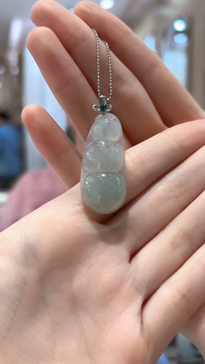 颈饰18K金镶嵌翡翠【14】福豆9