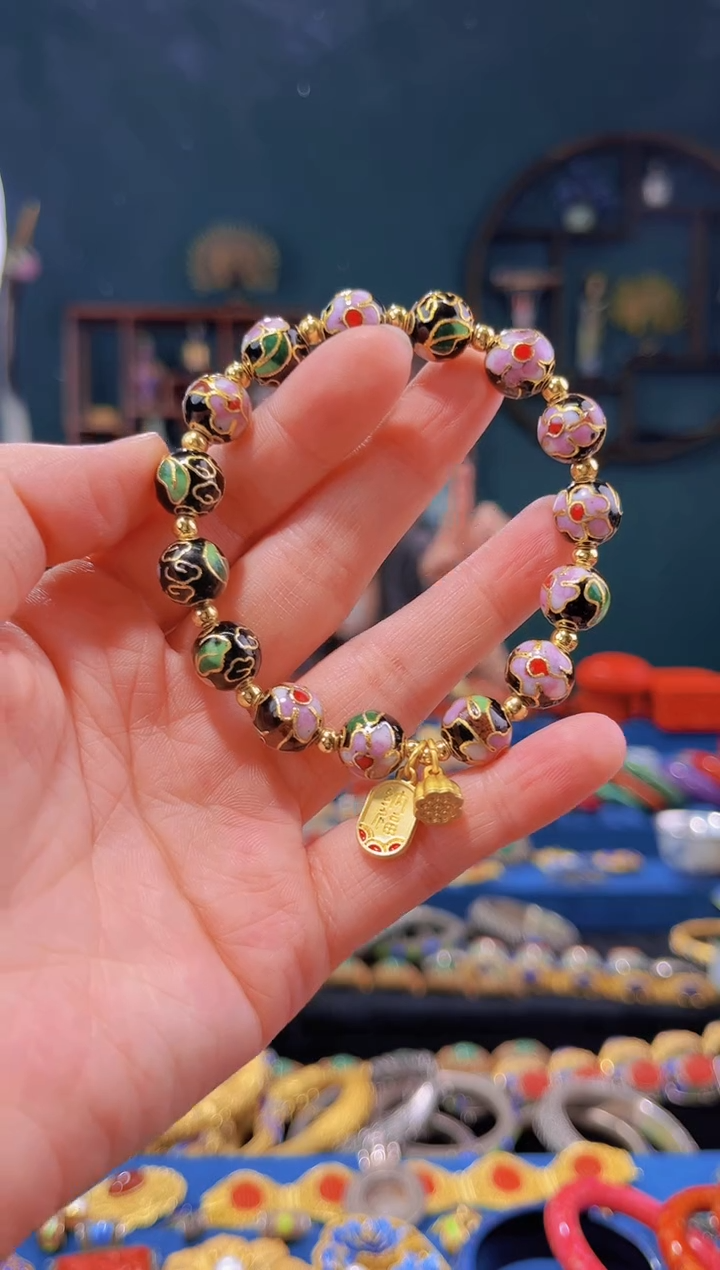 【闪购商品】非遗绝技 景泰蓝手串 黑