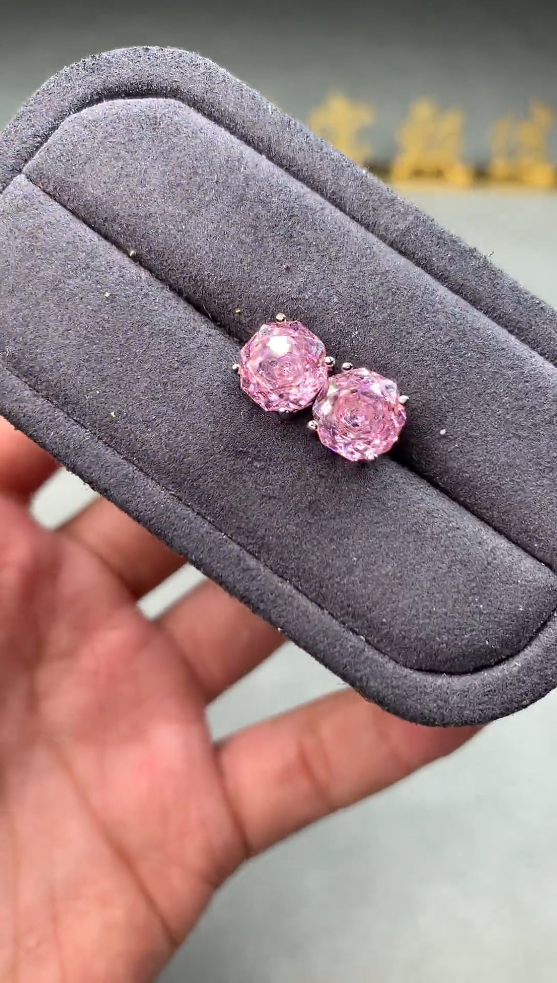 银S925镶嵌耳饰碧玺2222